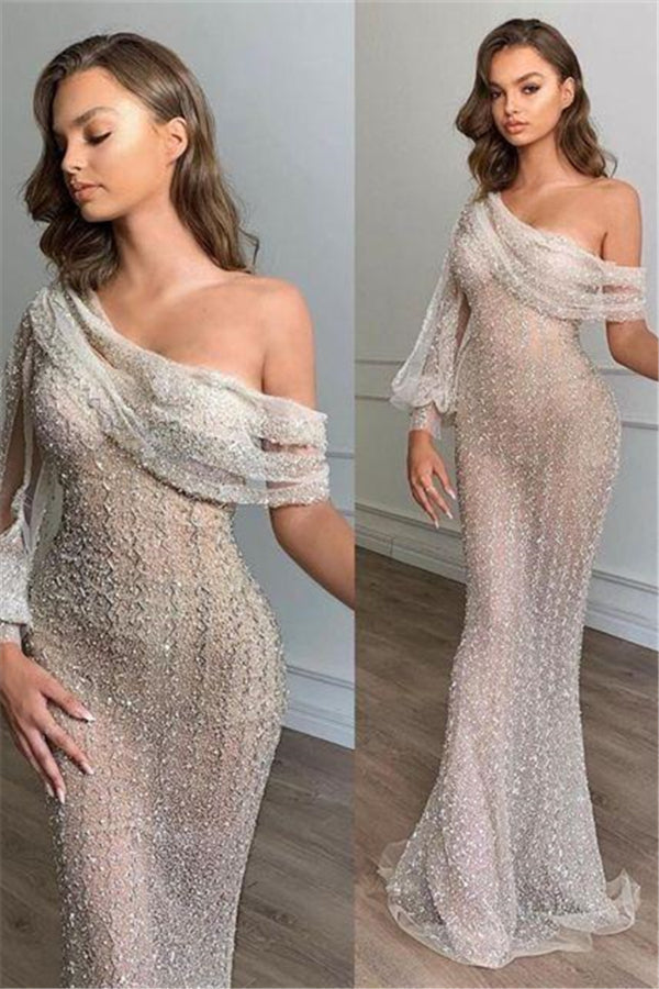 Charming One-Shoulder Chic Slim Floor-Length Prom Party Gowns