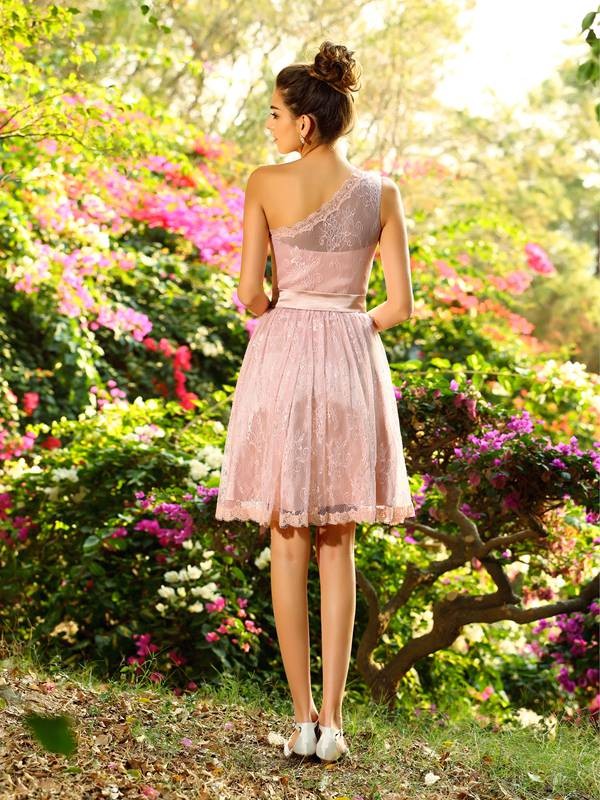 Charming One-Shoulder Pleats Sleeveless Short Bridesmaid Dresses