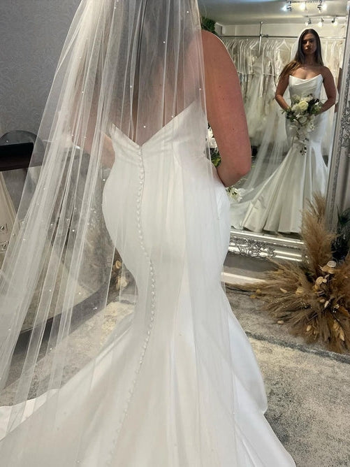 Strapless Satin Mermaid Low V-Back Wedding Dress