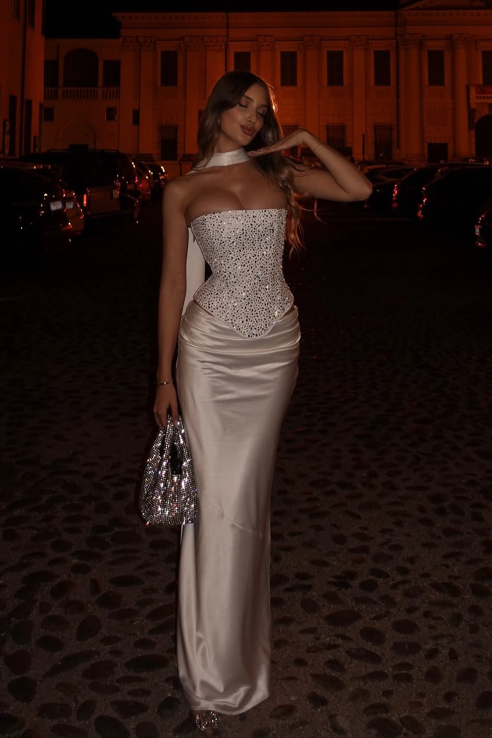 Charming Strapless Sleeveless Satin Prom Dresses Gem Mermaid With Lace-Up Back