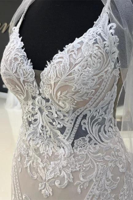 Charming Sweetheart Spaghetti Straps Garden Lace Wedding Dress with Chapel Train (ZD14943) - View 3 | VelvetHem