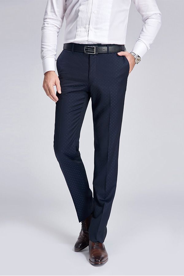 Chic Blue Dots Shawl Lapel Wedding Tuxedos Dark Navy Wedding Suits for Men