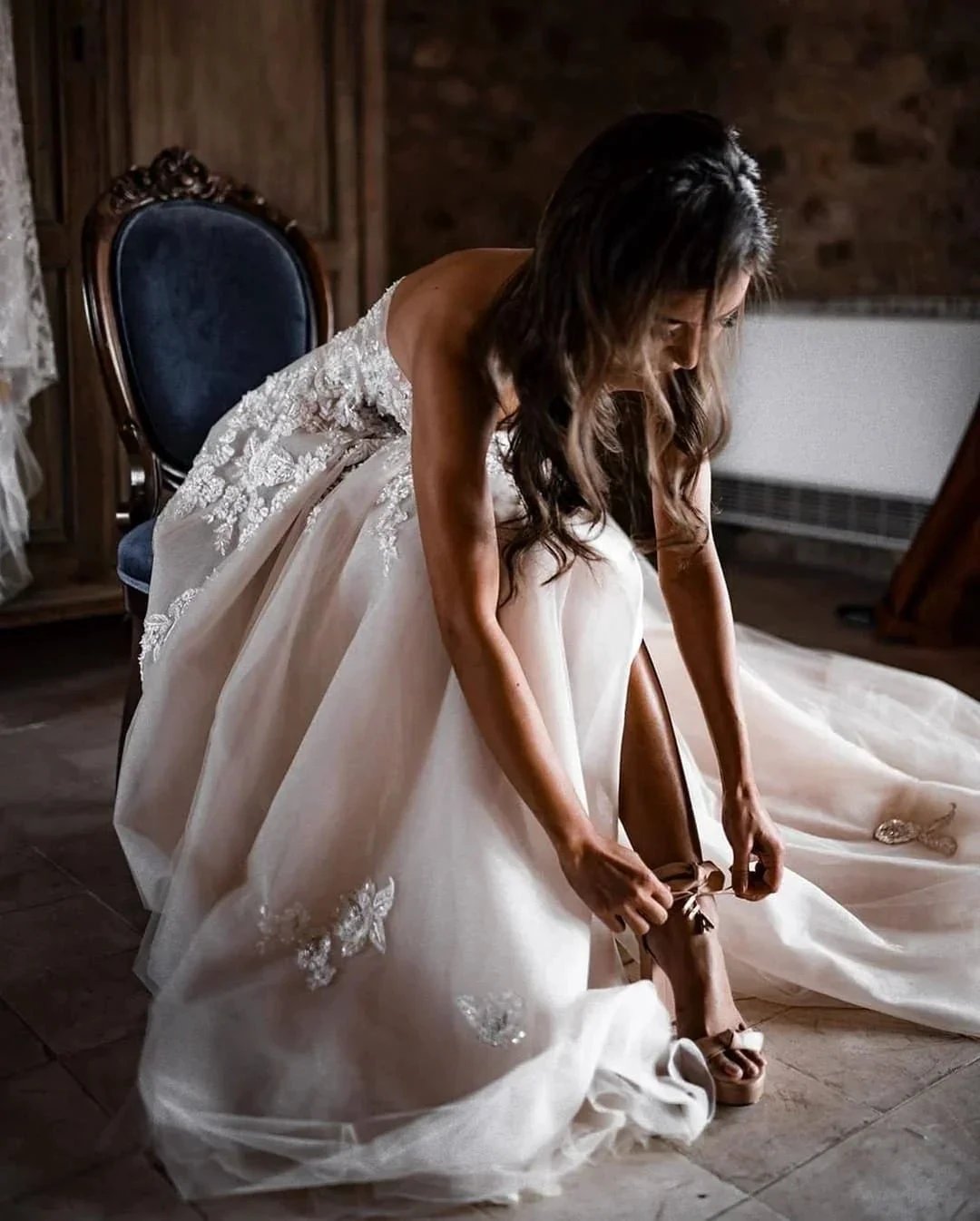 Chic Long A-line Sweetheart Lace Tulle 3D Floral Wedding Dress (ZD15032)