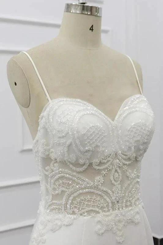 Chic Spaghetti Strap Beading Mermaid Elegant Wedding Dresses (ZD14738)