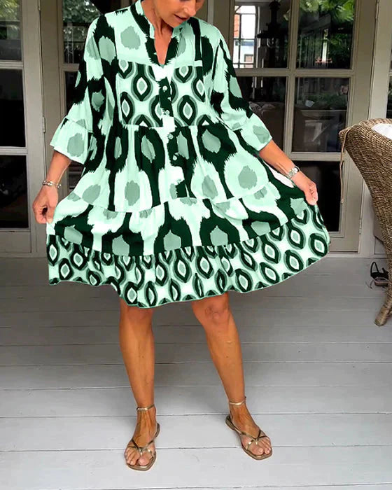 Gumersinda Chic Pleated Dress with Polka Dot Pattern Boutique Collection