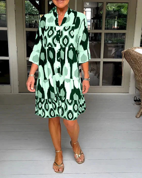 Gumersinda Chic Pleated Dress with Polka Dot Pattern Boutique Collection