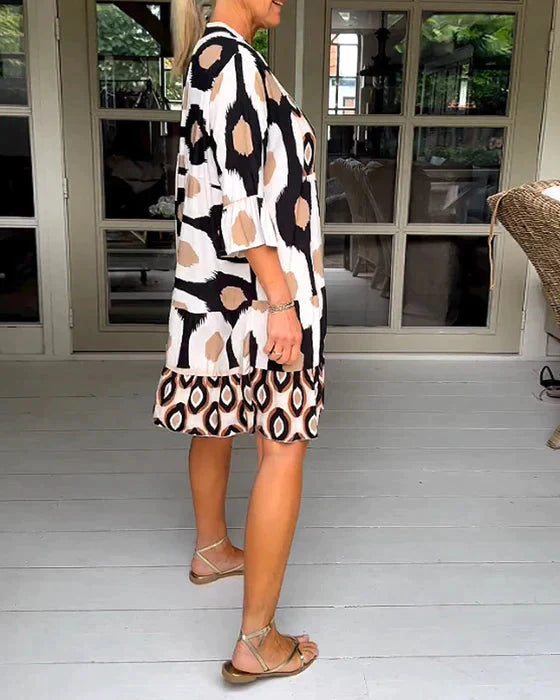 Gumersinda Chic Pleated Dress with Polka Dot Pattern Boutique Collection