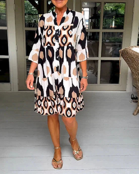 Gumersinda Chic Pleated Dress with Polka Dot Pattern Boutique Collection