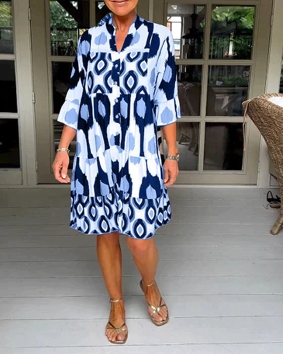 Gumersinda Chic Pleated Dress with Polka Dot Pattern Boutique Collection