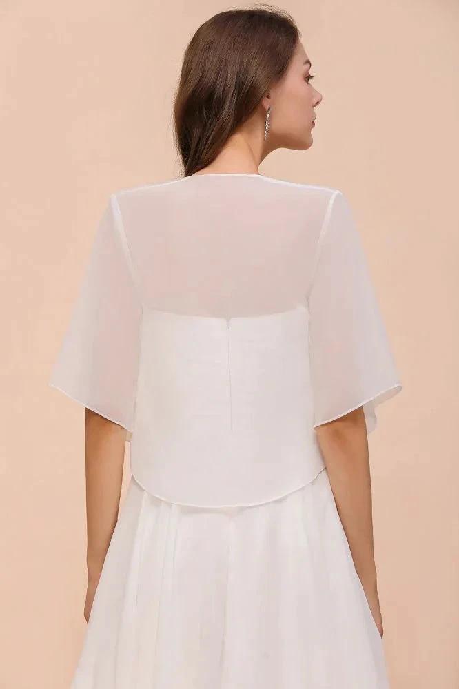 Chiffon Bridesmaid Dress 3/4 Sleeves Mini Knee Length Layers Special Occasion Dress with Wraps (ZD13002)