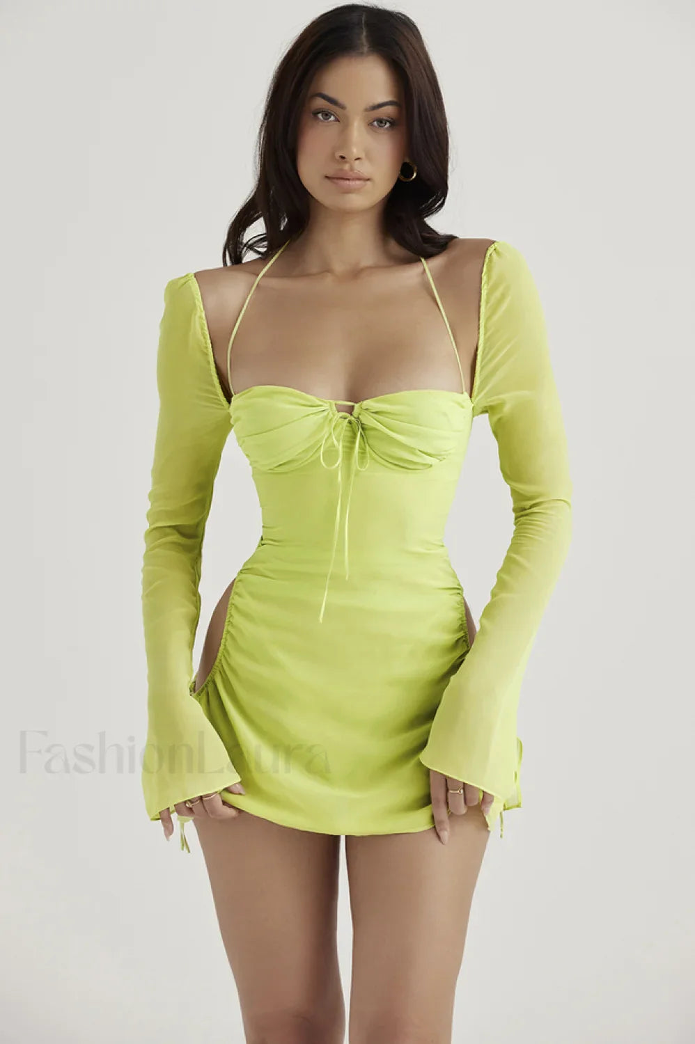 Chiffon Halter Stylish Mini Dress