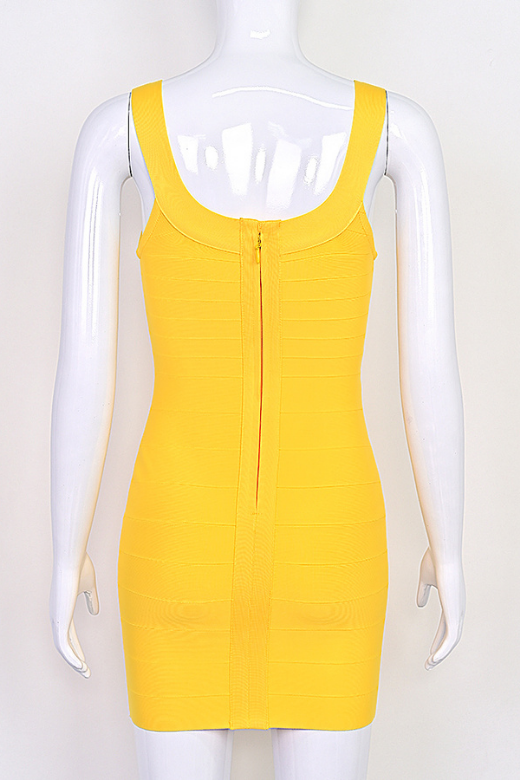 Cindy Bandage Mini Dress - Mustard Yellow
