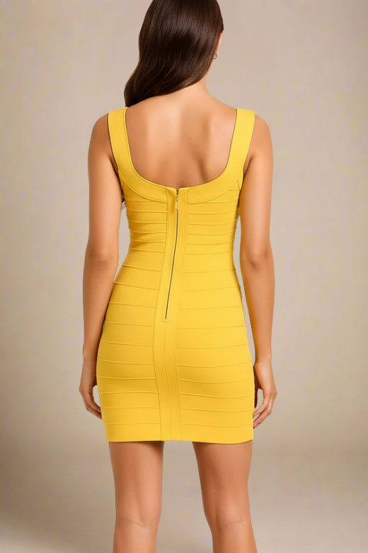 Cindy Bandage Mini Dress - Mustard Yellow