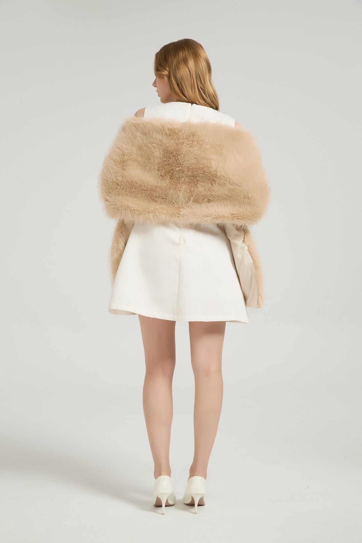 Classic Faux Fur Sleeveless Wedding Wraps Rectangle Bridal Cover