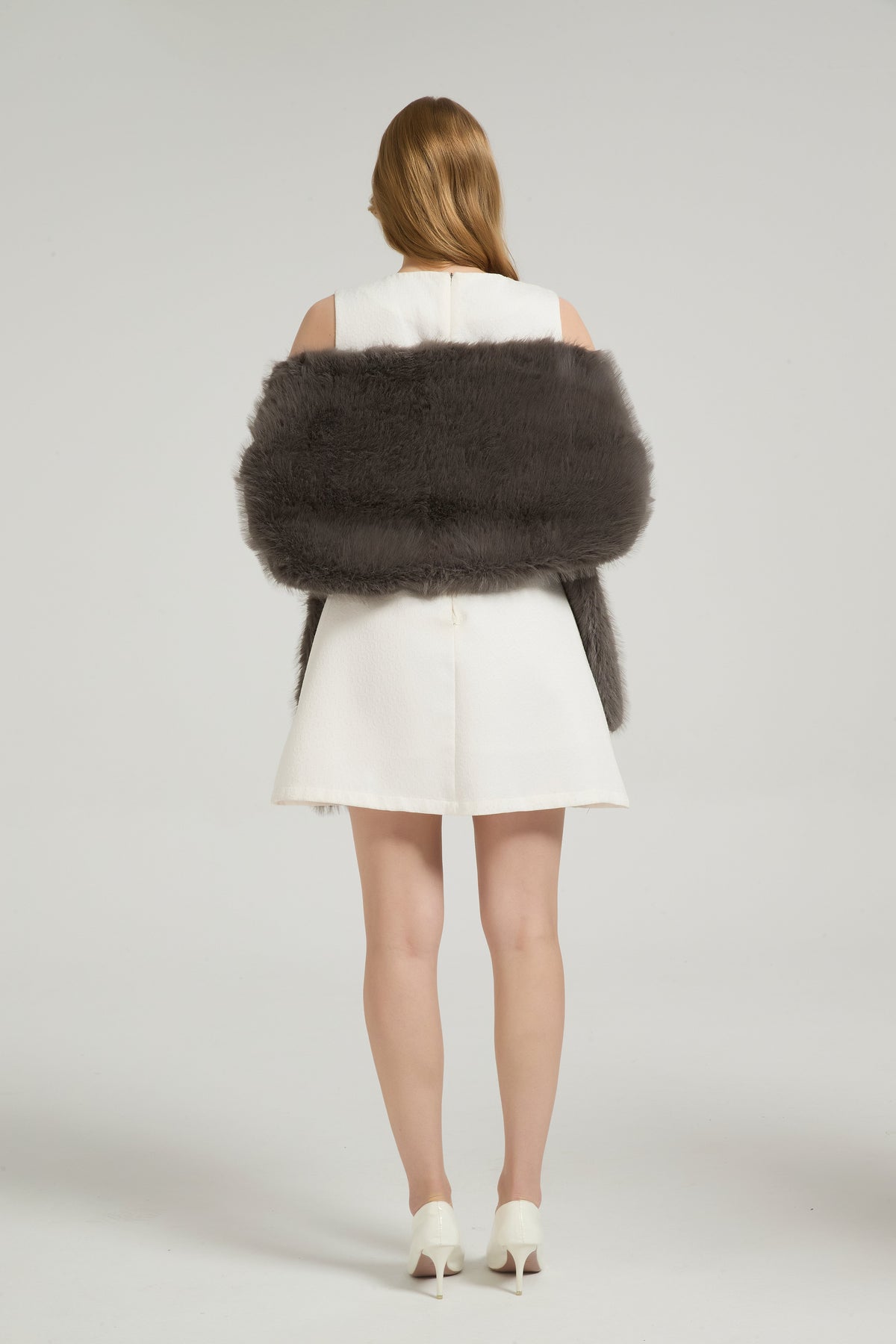 Classic Faux Fur Sleeveless Wedding Wraps Rectangle Bridal Cover