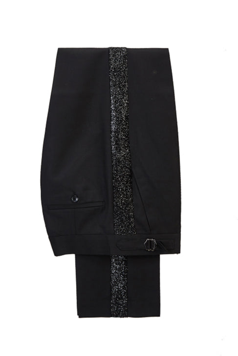 Classic Sky Blue Classy Sparkle Black Peak Lapel 2 Piece Men's Suit Online