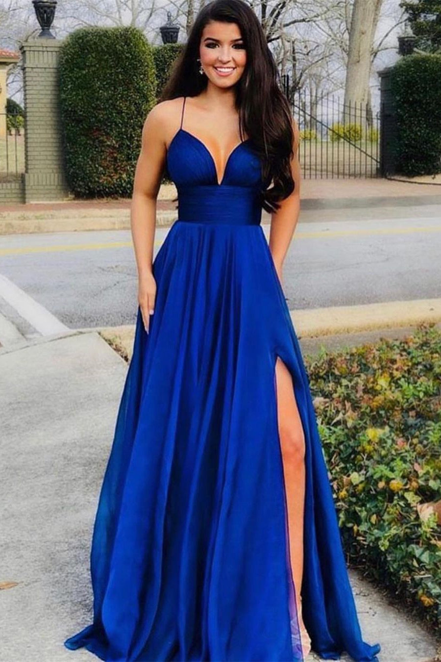 Classic Sleeveless A-Line Prom Dresses Long Slit Online
