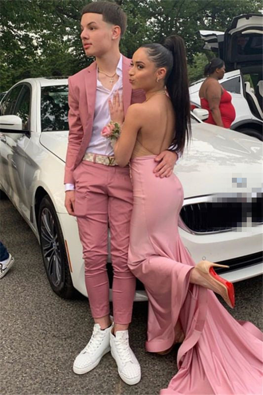 Classy Pink Slim-Fit Prom Outfits for Men Online