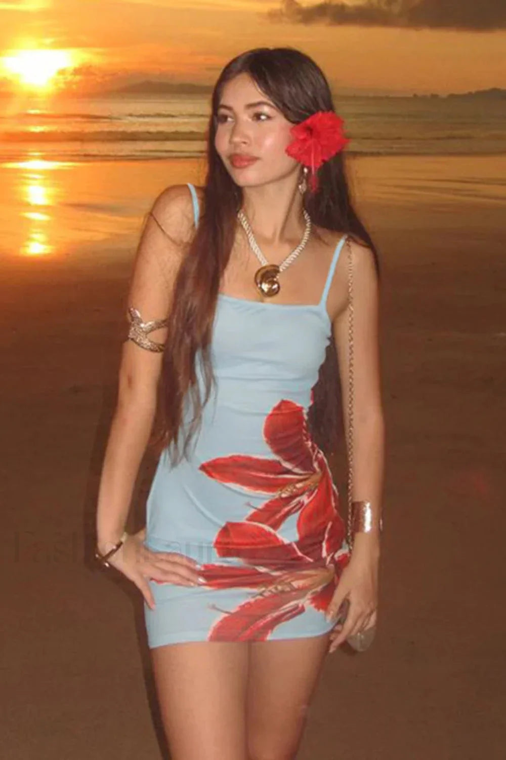 Minimalist Colorful Printed Waist Dress for Modern Fashion Wear