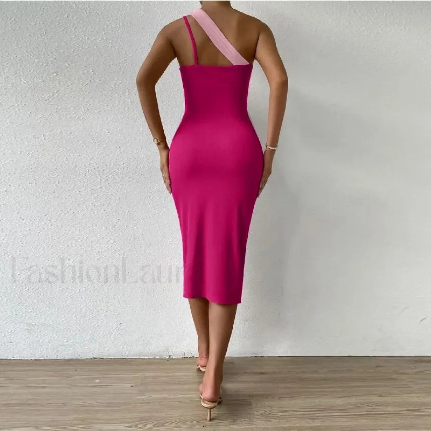 Contrast Cut-Out Hip Midi Dress