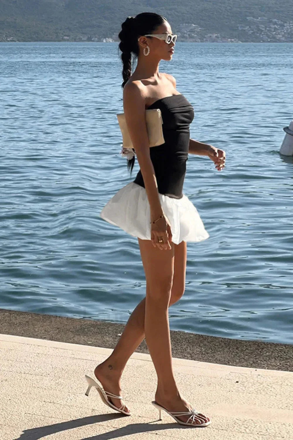 Relaxed Contrasting Color Slim Dress for Modern Fashion Wear