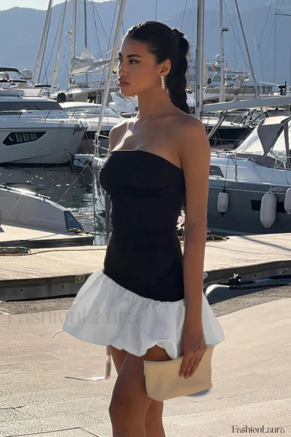 Relaxed Contrasting Color Slim Dress for Modern Fashion Wear