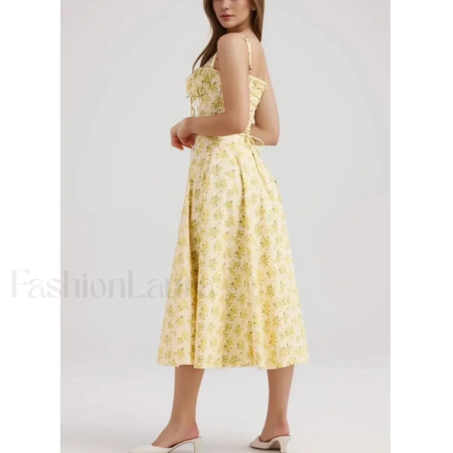 Corset Lacing Bandage Floral Dress