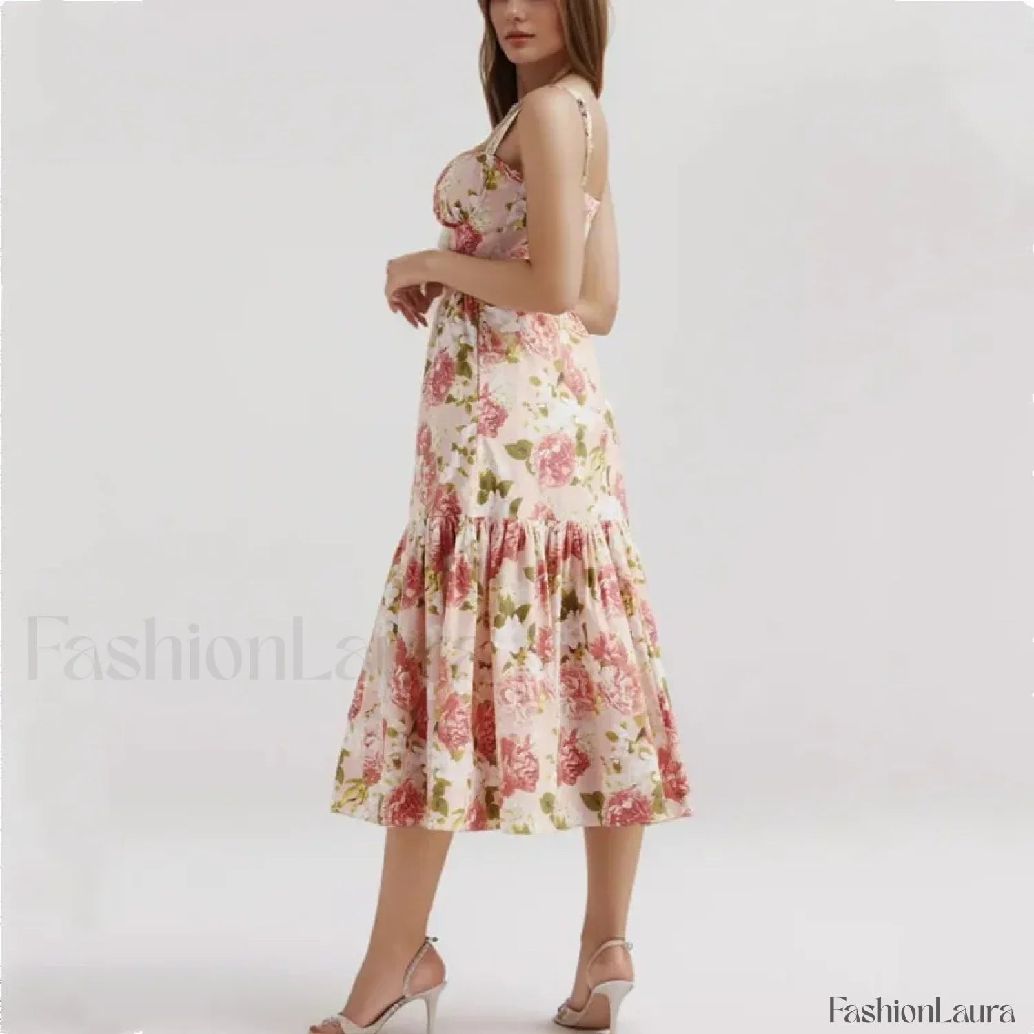 Corset Ruffled Silk Dress with Modern Everyday Styling Boutique Fashion Style