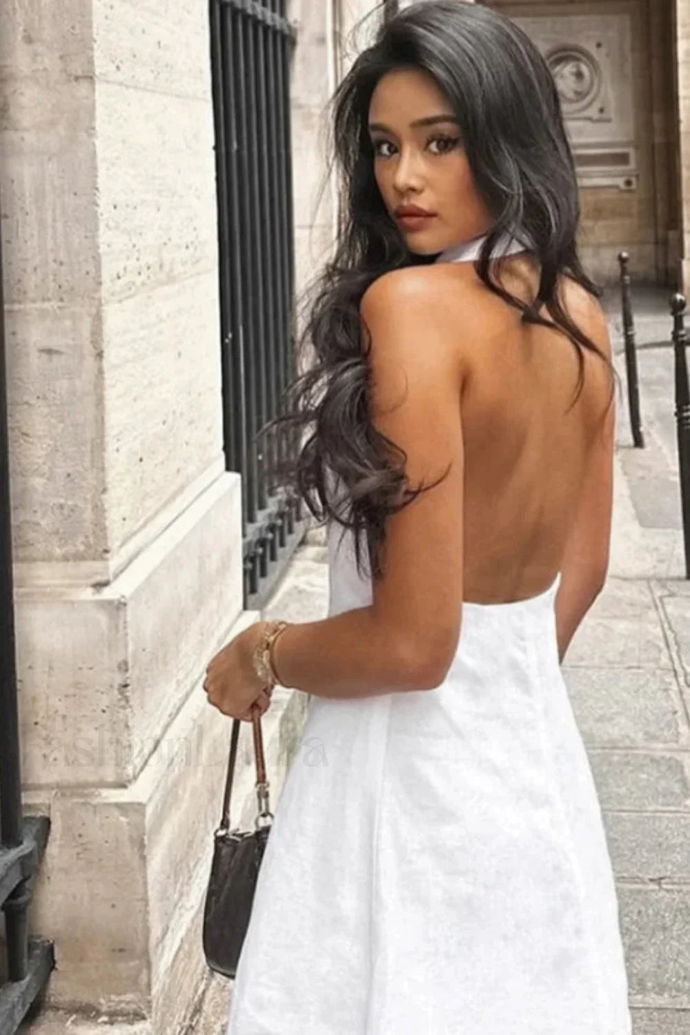 Cotton Linen Backless Dress with Relaxed Fit and Seasonal Wardrobe Essential