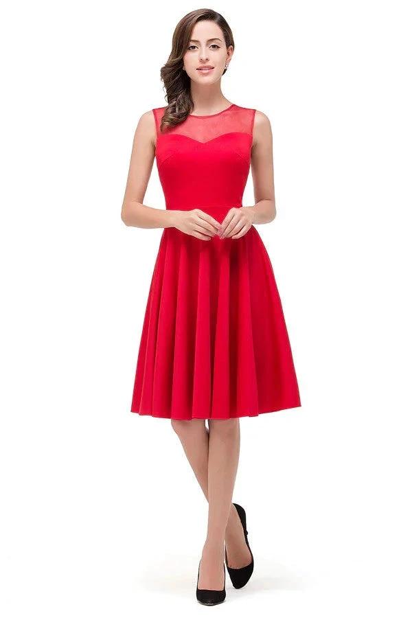 Crew Knee-length A-line Red Bridesmaid Dresses (ZD13081)