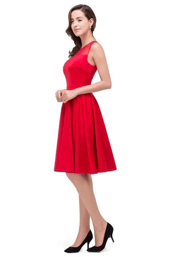 Crew Knee-length A-line Red Bridesmaid Dresses (ZD13081)