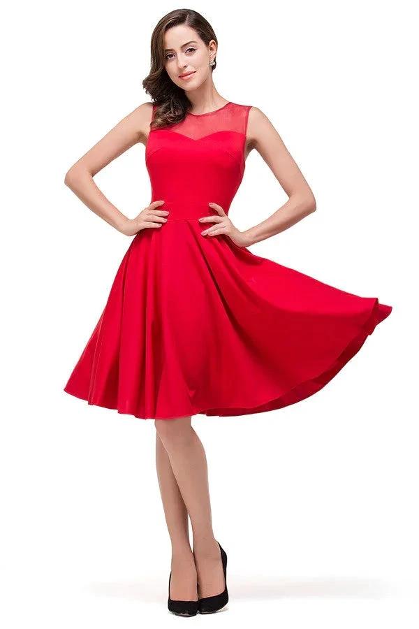 Crew Knee-length A-line Red Bridesmaid Dresses by misshow.com