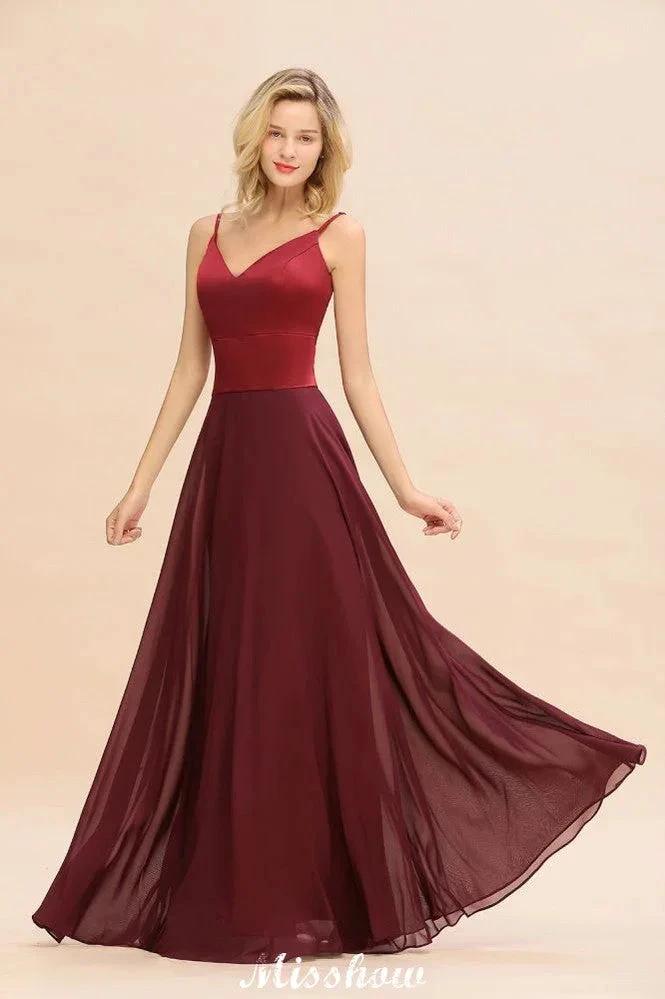 Cross Backless Floor Length Satin Evening Gowns Burgundy Bridesmaid Dress (ZD12889)