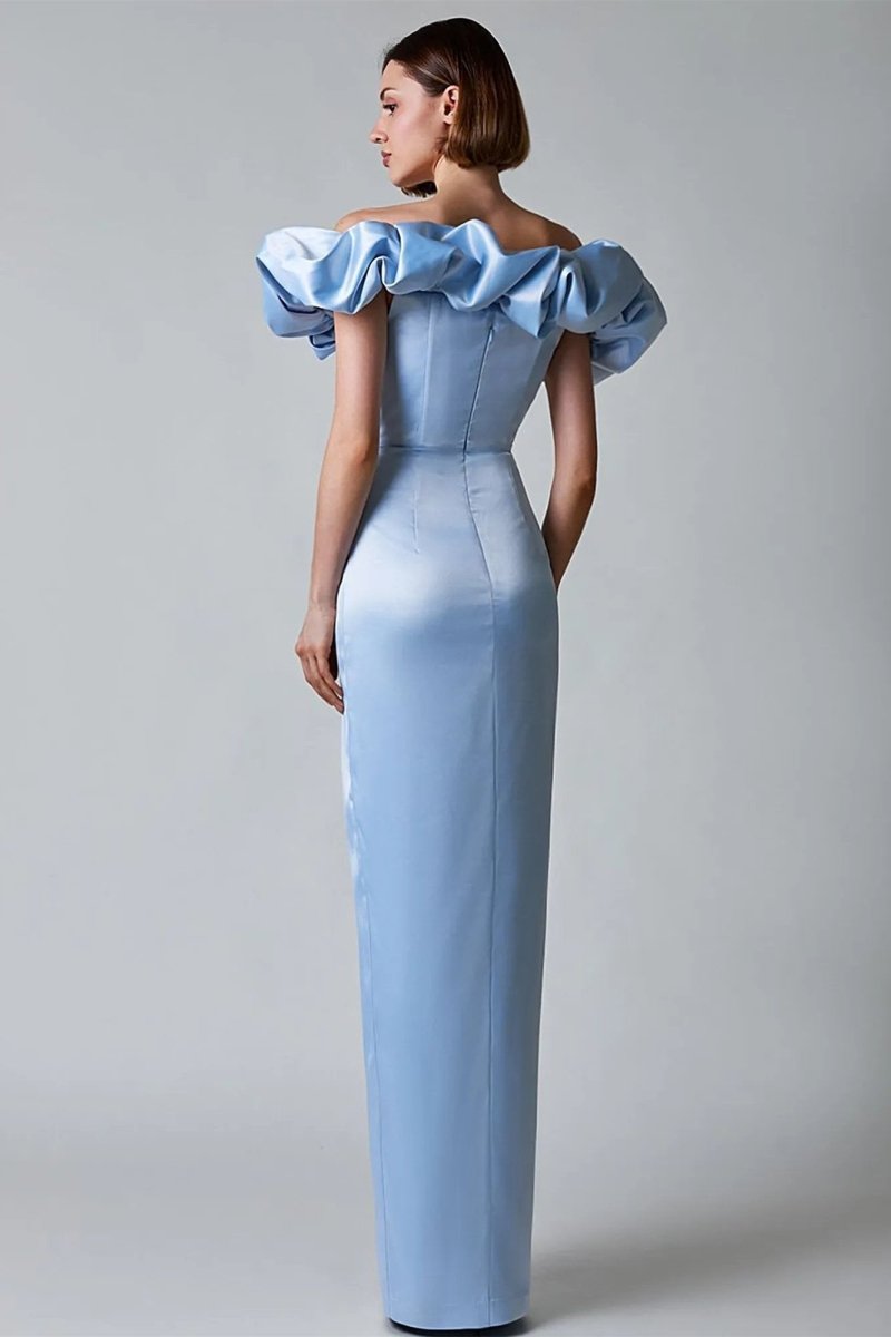 Greta Boutique Off the Shoulder Maxi Dress with Slit and Crystals Collection