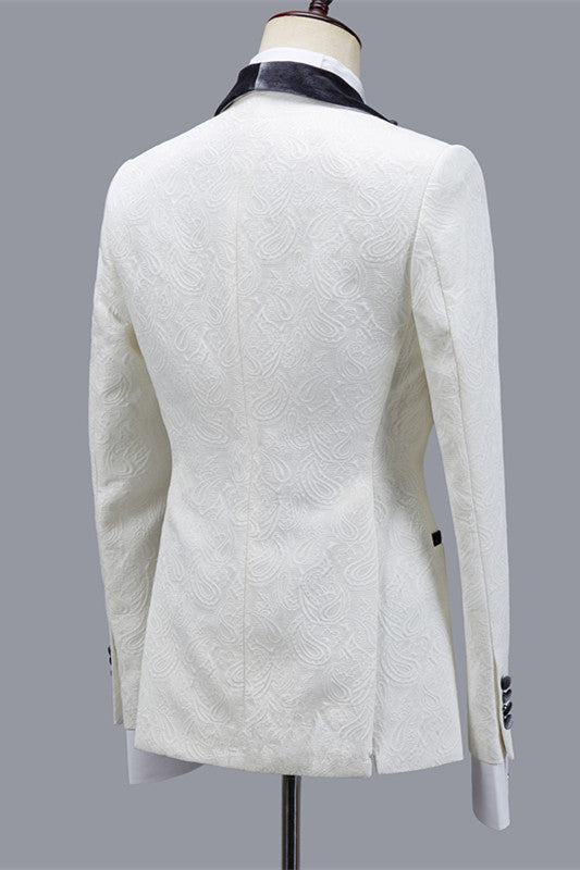 Custom design Jacquard Slim Fit Shawl Lapel Wedding Men Suits