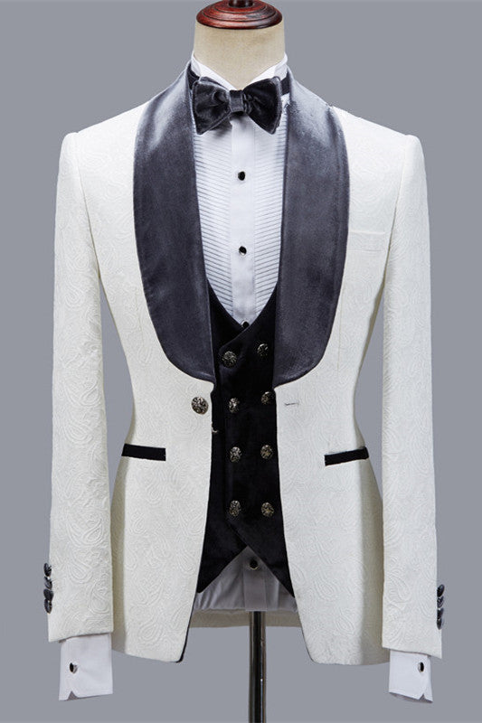 Custom design Jacquard Slim Fit Shawl Lapel Wedding Men Suits