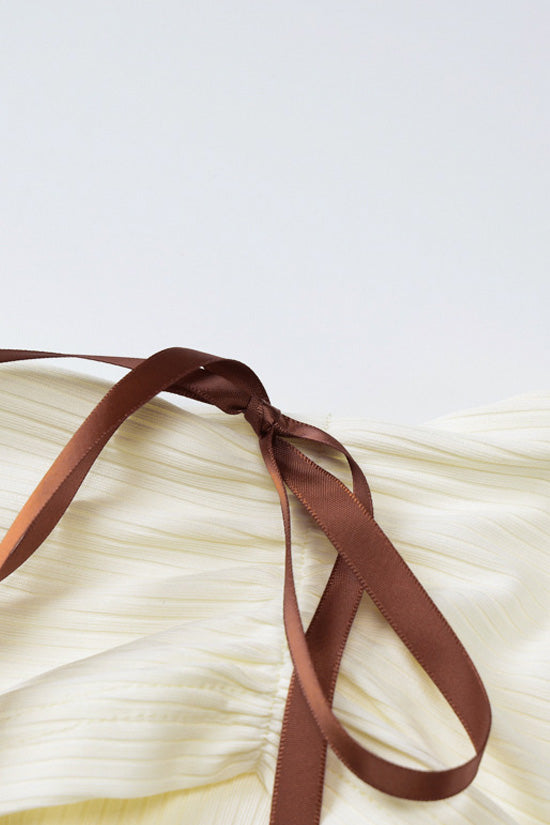 Cute Bow Foldover Off Shoulder Split Long Sleeve Ribbed Party Mini Dress - Fashionpara