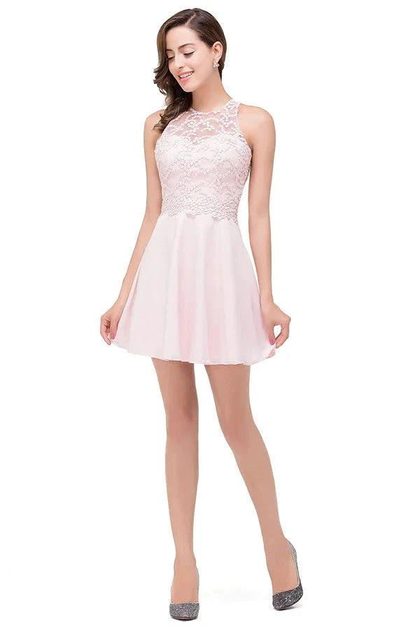 Cute Mini A-line Crew Appliques Bridesmaid Dresses (ZD13080)