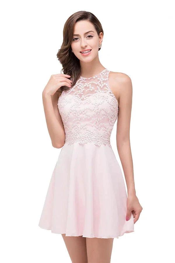 Cute Mini A-line Crew Appliques Bridesmaid Dresses (ZD13080)