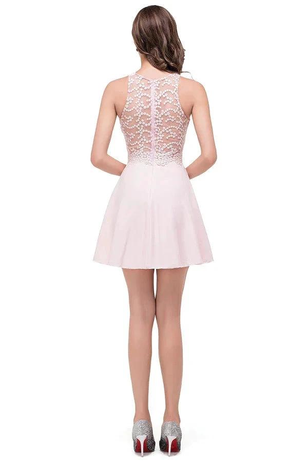 Cute Mini A-line Crew Appliques Bridesmaid Dresses (ZD13080)