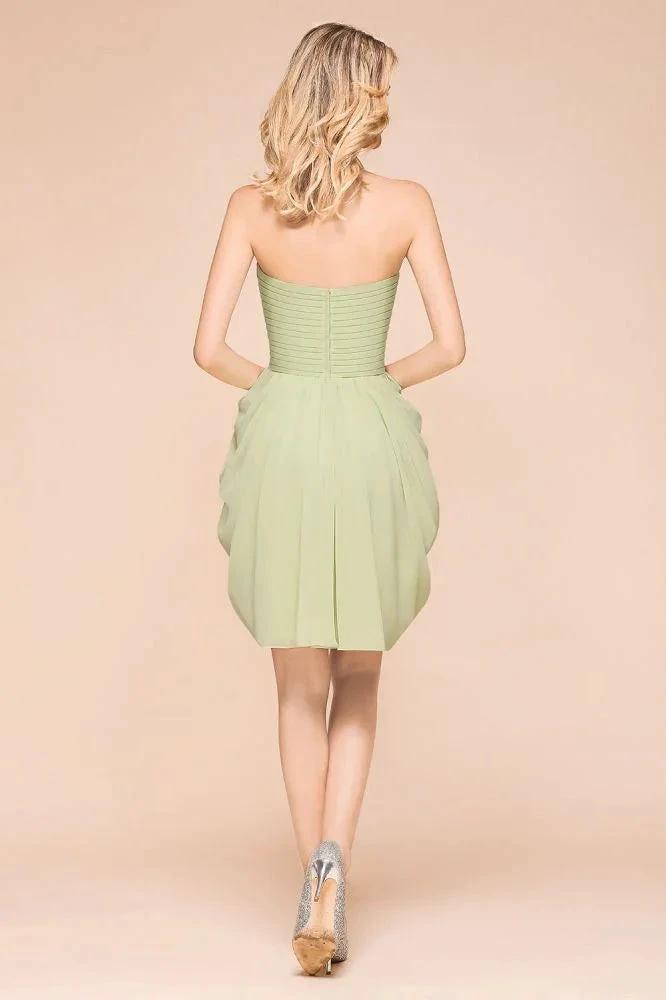 Cute Sleeveless slim Ruffle Chiffon Mini Bridesmaid Dress Wedding Guest Dress (ZD12968)