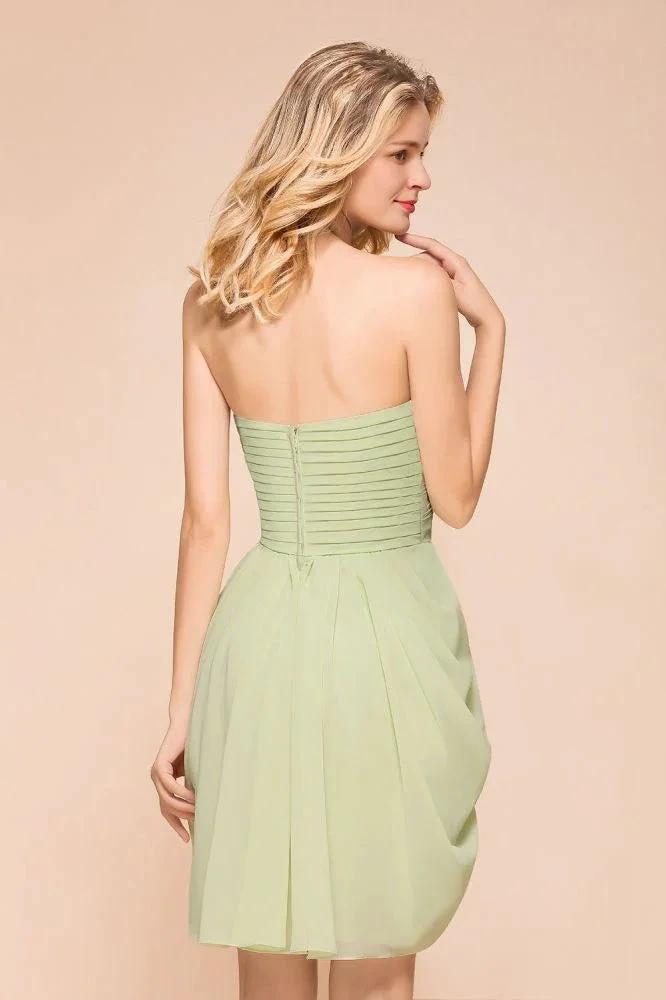 Cute Sleeveless slim Ruffle Chiffon Mini Bridesmaid Dress Wedding Guest Dress (ZD12968)
