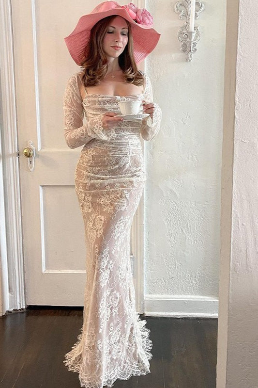 Elegant Crochet Strap Lace Dress - VelvetHem