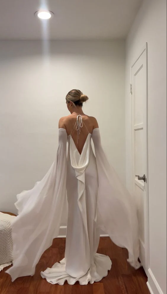 Backless Bridal Gown Simple Elegant Wedding Dress