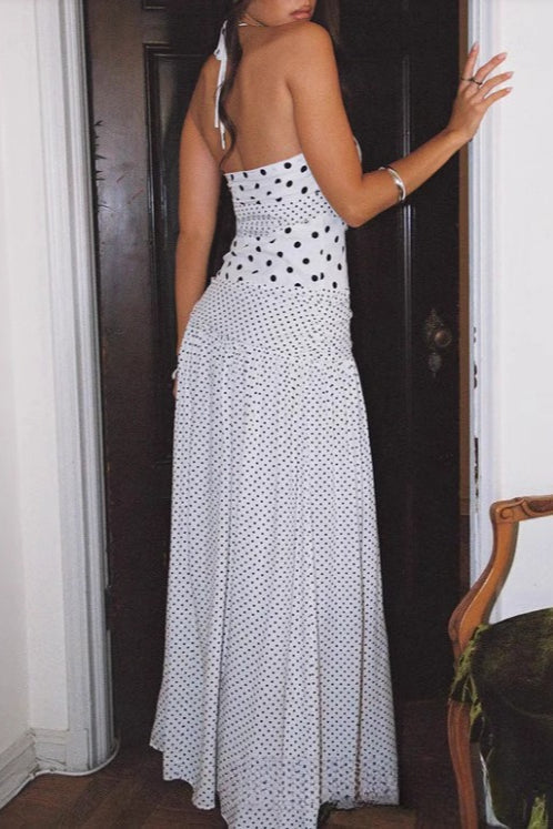 Lace Polka Dot Cami Mermaid Maxi Dress - View 4 | VelvetHem