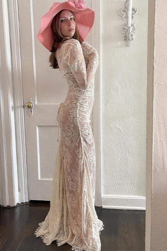 Elegant Crochet Strap Lace Dress - View 2 | VelvetHem