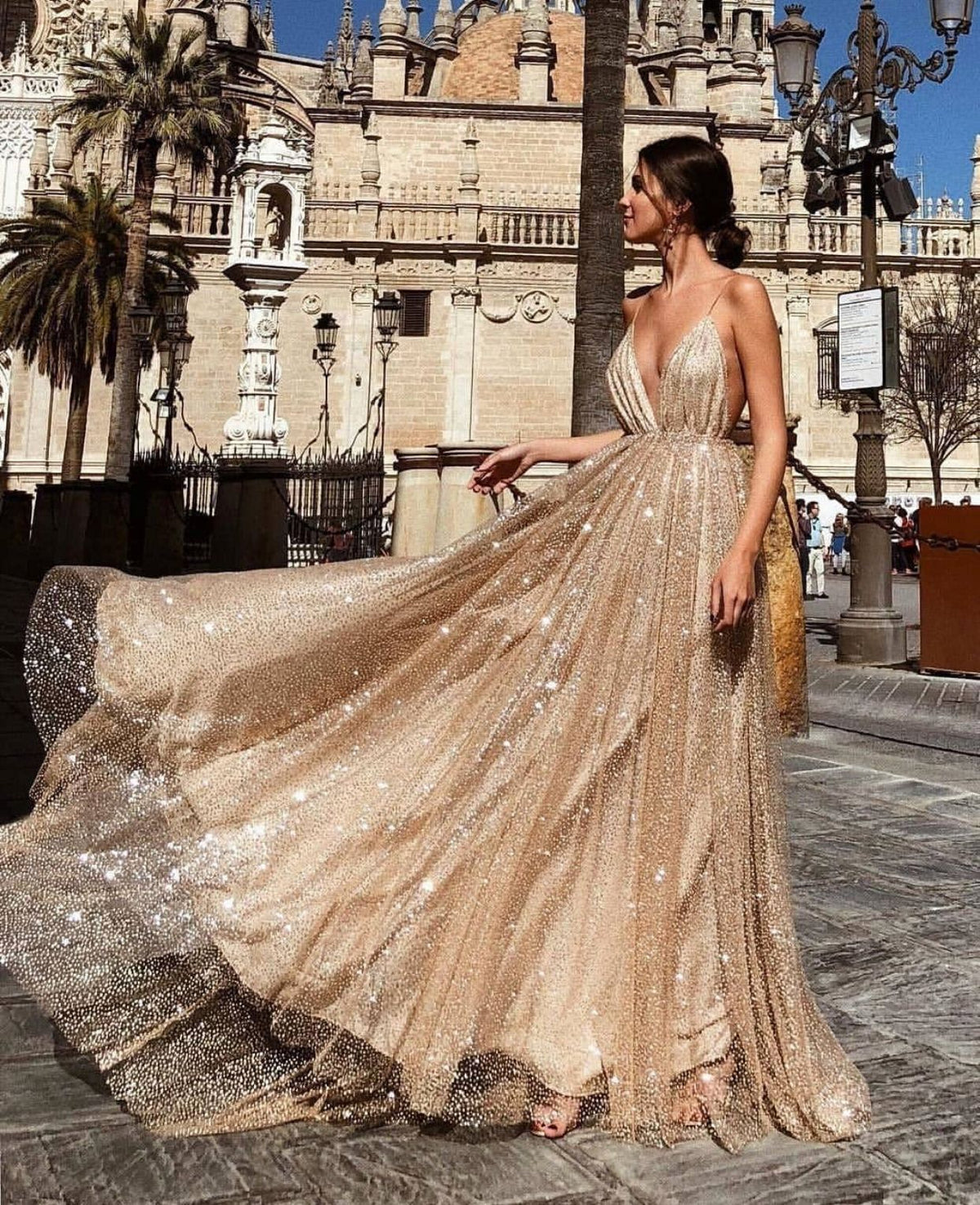 V-Neck Sling Long Dress Prom Dress - View 5 | VelvetHem