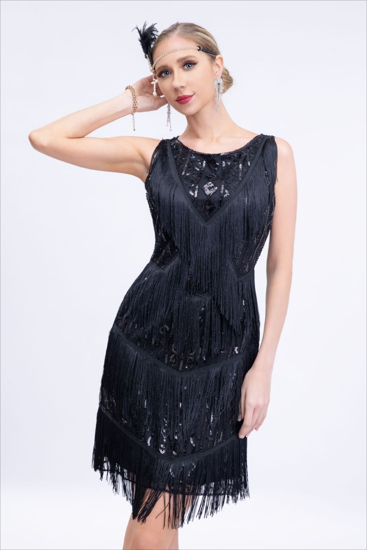 Vintage Sequin Fringe Party Dress - View 3 | VelvetHem