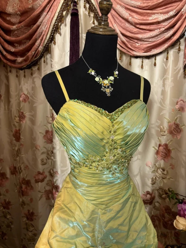 Green Long Prom Dresses Vintage Formal Party Dress J8476