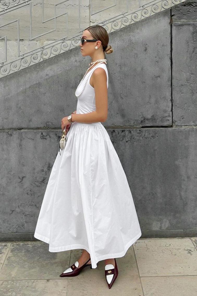 Knit U-Neck Maxi Dress - Fashionpara